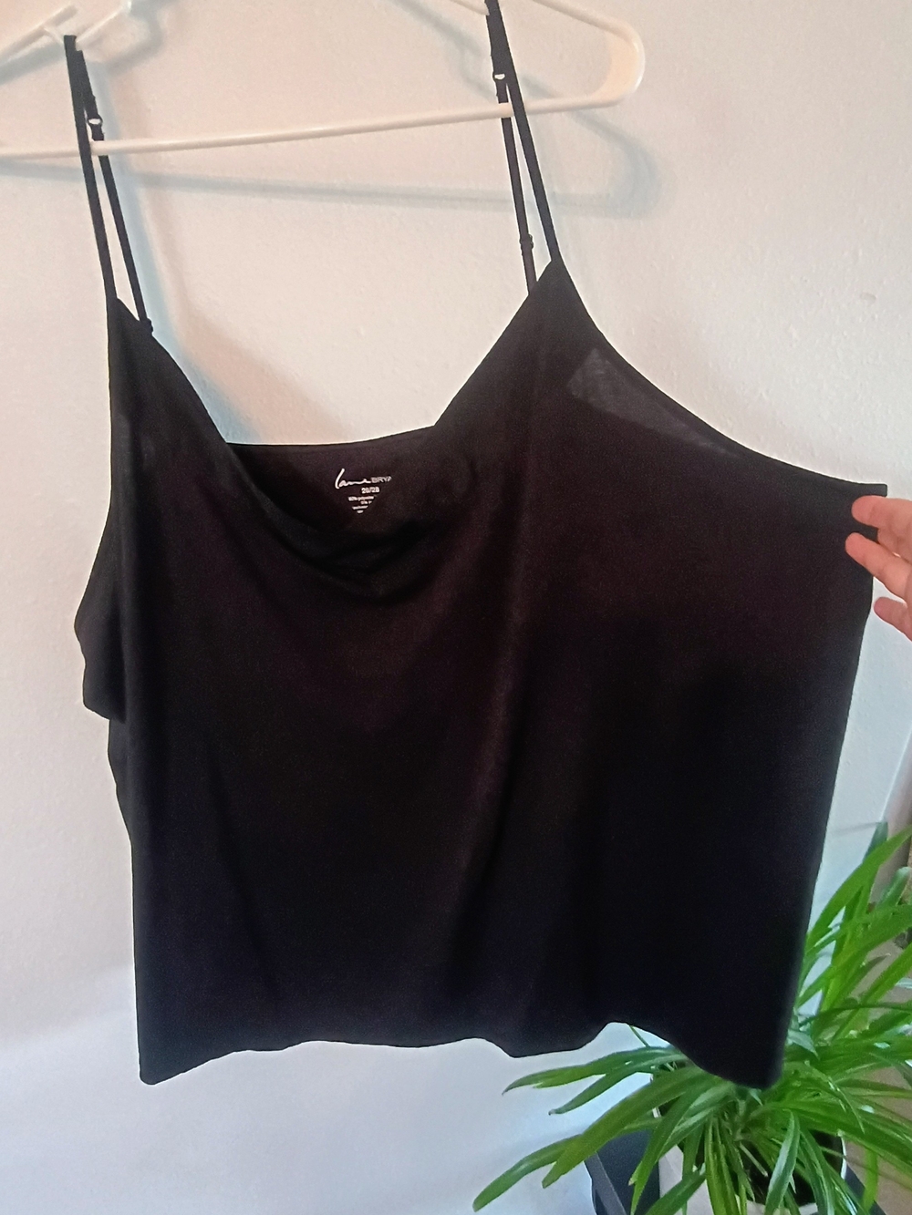🖤 Lane Bryant Black Cowl Neck Cami Tank 26/28 Plus Size Adjustable Strap Stretc